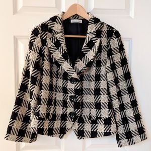 Coldwater Creek black & gray checkered blazer